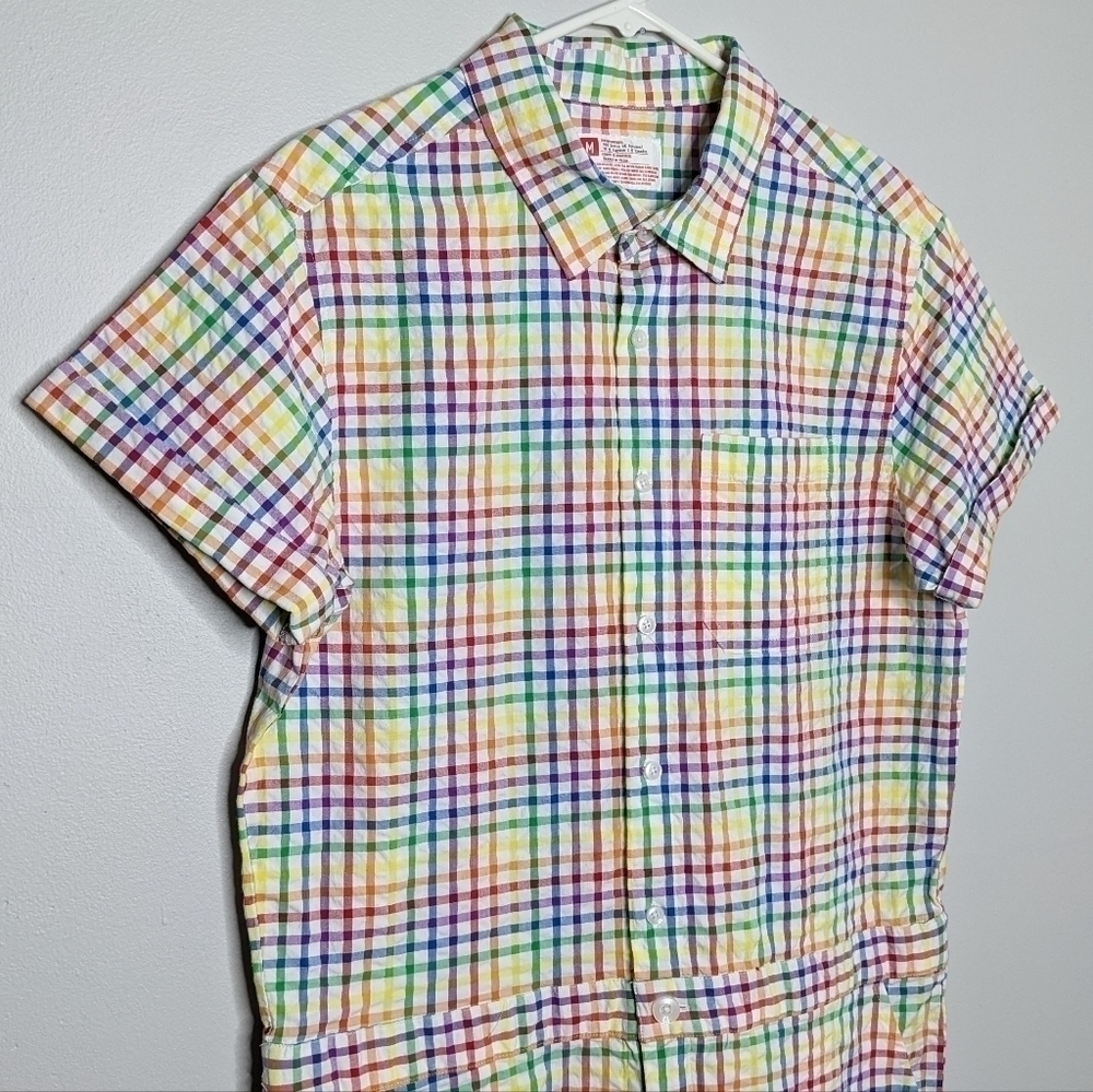Target Pastel Rainbow Plaid Short-Sleeve Romper - Picture 2 of 9